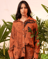 Women's Long Sleeve Metamorphosis Terracotta Shirt (Rayon)
