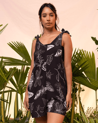 Women's Metamorphosis Black Short Jumpsuit (Rayon)