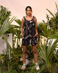 Women's Metamorphosis Black Short Jumpsuit (Rayon)