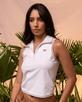 Women's Rare Bugs Ivory Polo Crop Top