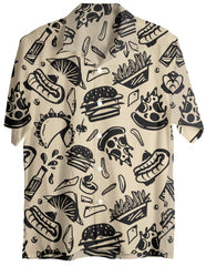 Women's Fast Food Off-White Nightgown, One Size, Mao Collar (Chalis