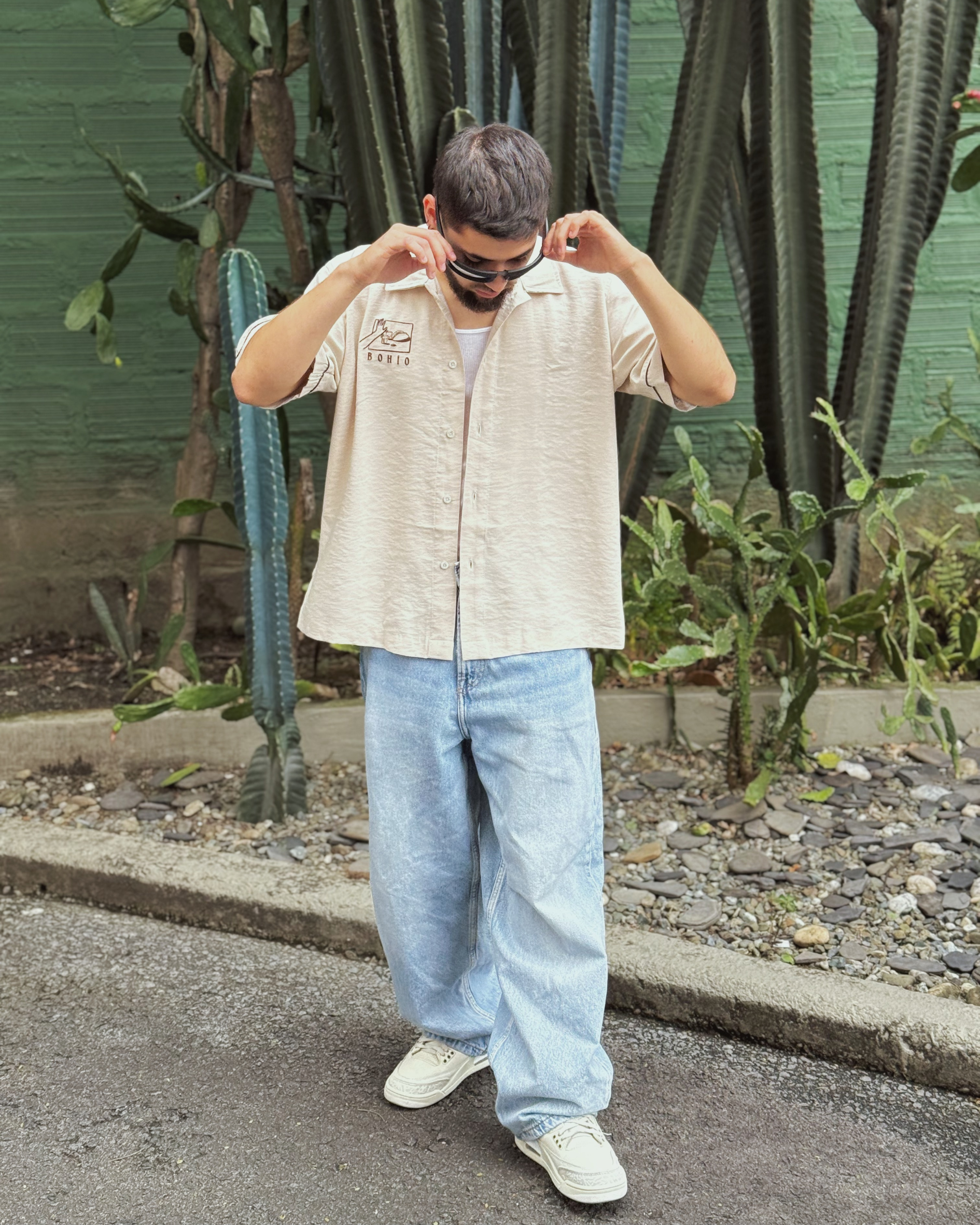 Camisa Unisex Tacos Beige Boxy Fit (Rayón)