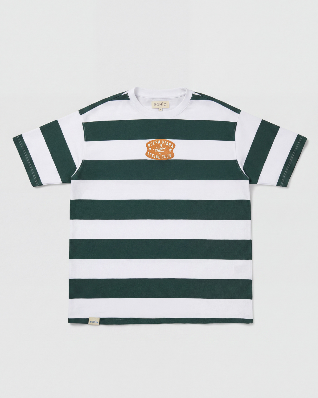 Unisex Green Striped Bohío Oversized T-Shirt