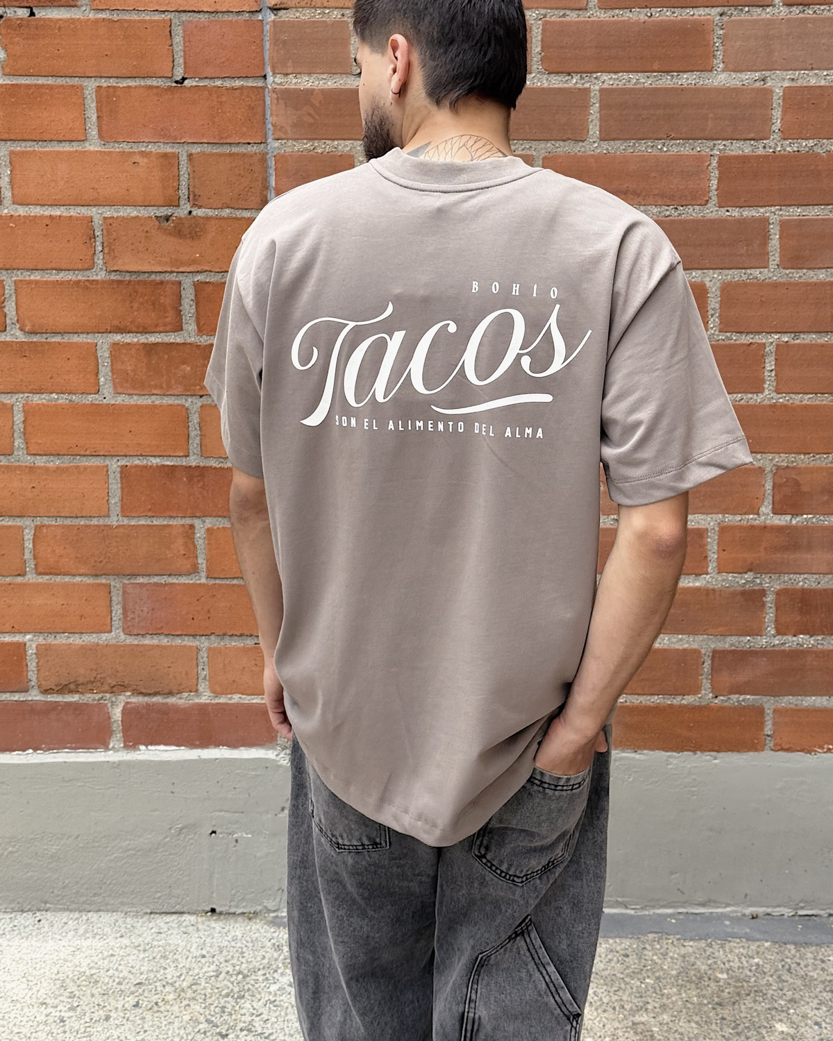 Camiseta Unisex Oversize Tacos Café (Algodón 270 grs)