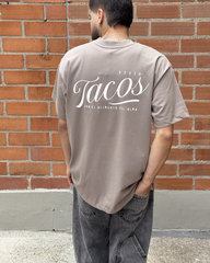 Camiseta Unisex Oversize Tacos Café (Algodón 270 grs)
