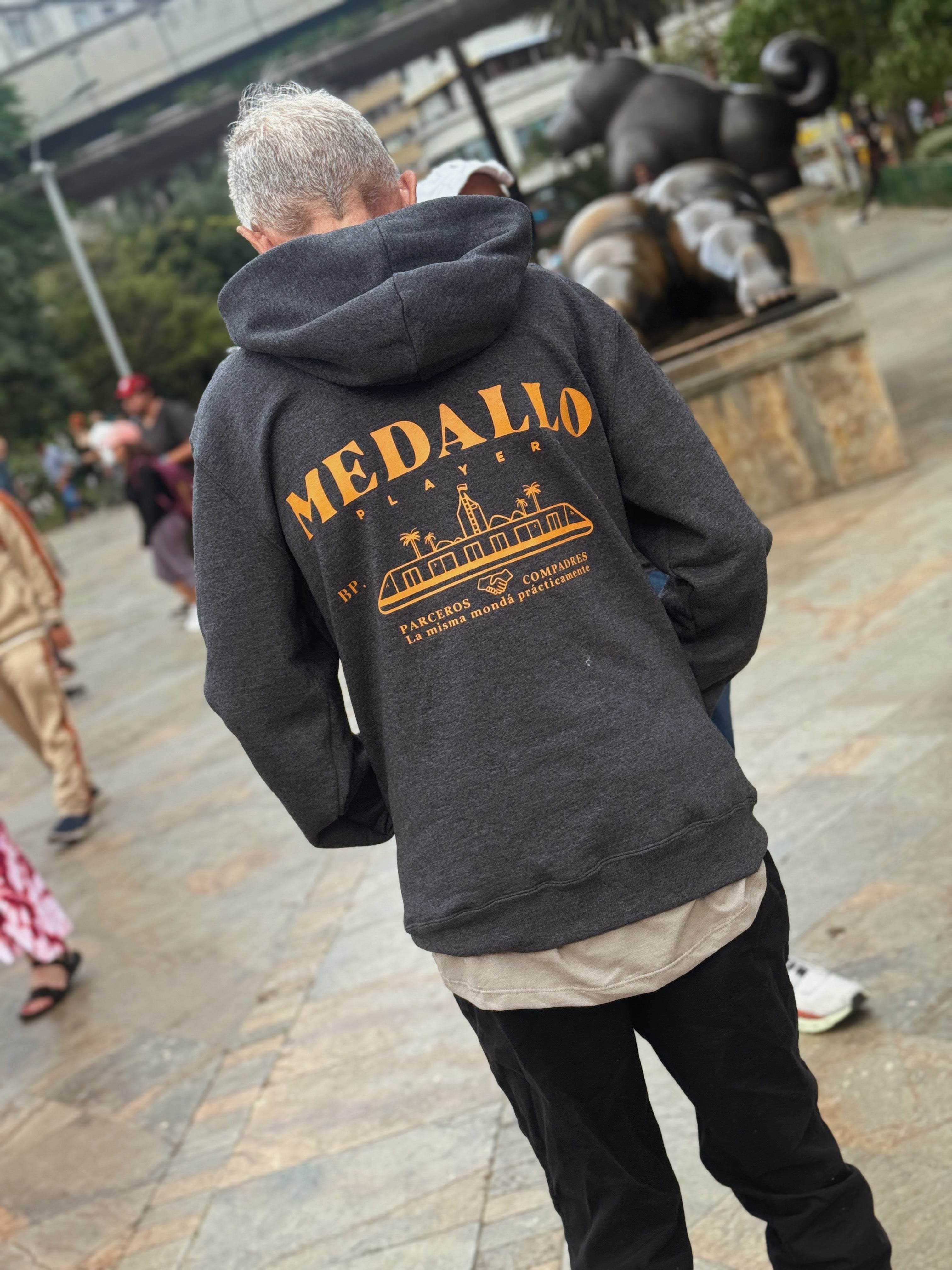 Hoodie unisex Medallo Playero gris oscuro (Algodón y poliéster)