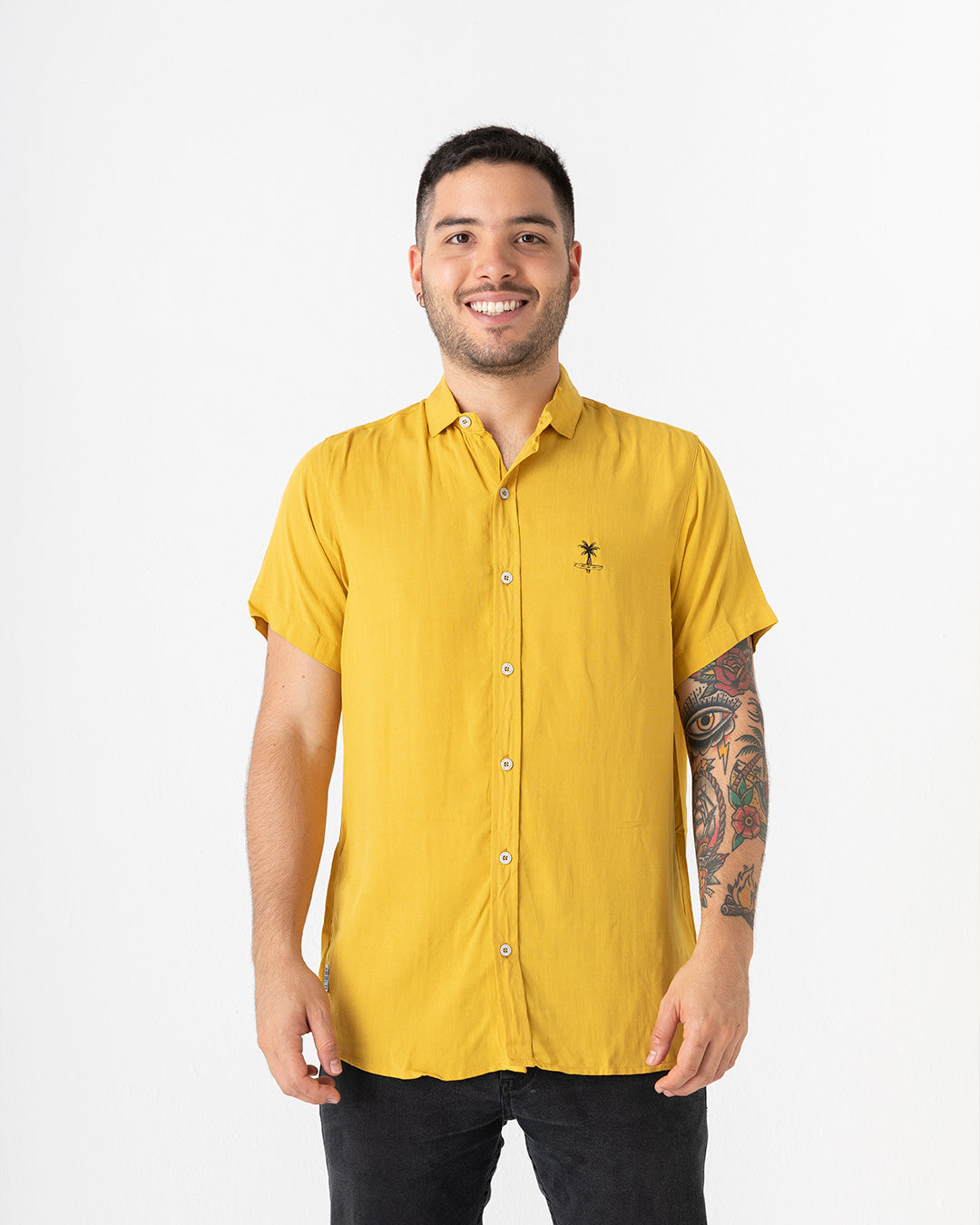 mustard yellow dress shirt short sleeve Short Sleeve Shirt Mens Mustard Button Down Shirt Classic Linen Short Sleeve Button Up Dress Shirt Yellow