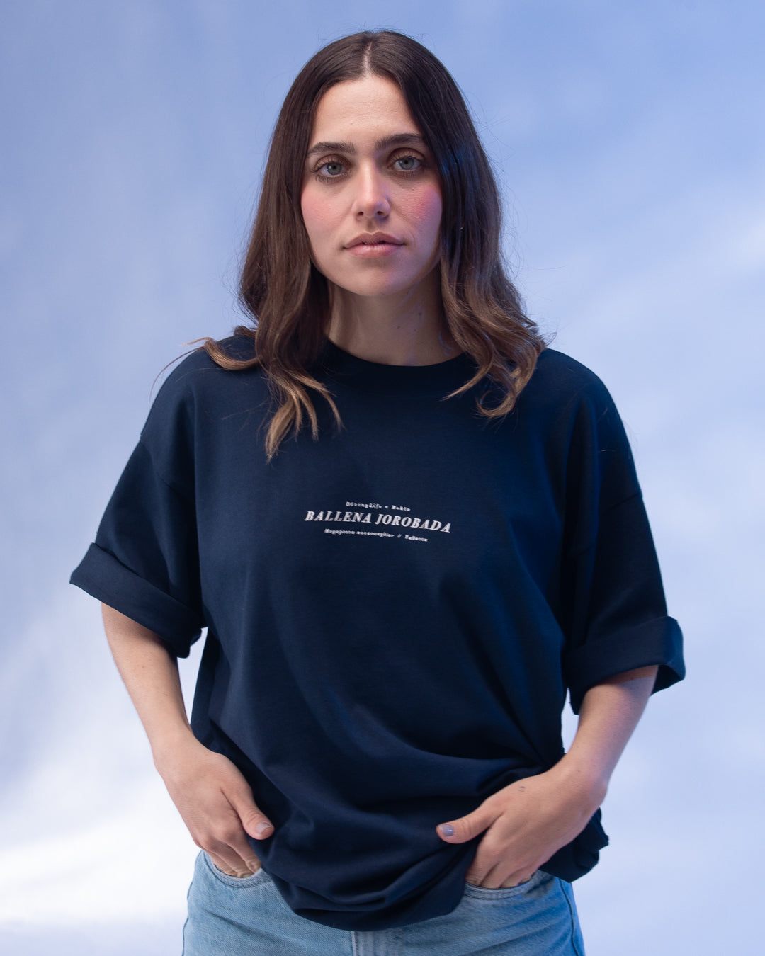 Camiseta Unisex Oversize Diving Life X Bohio Azul Oscuro (Algodón 320 Gr)  2025