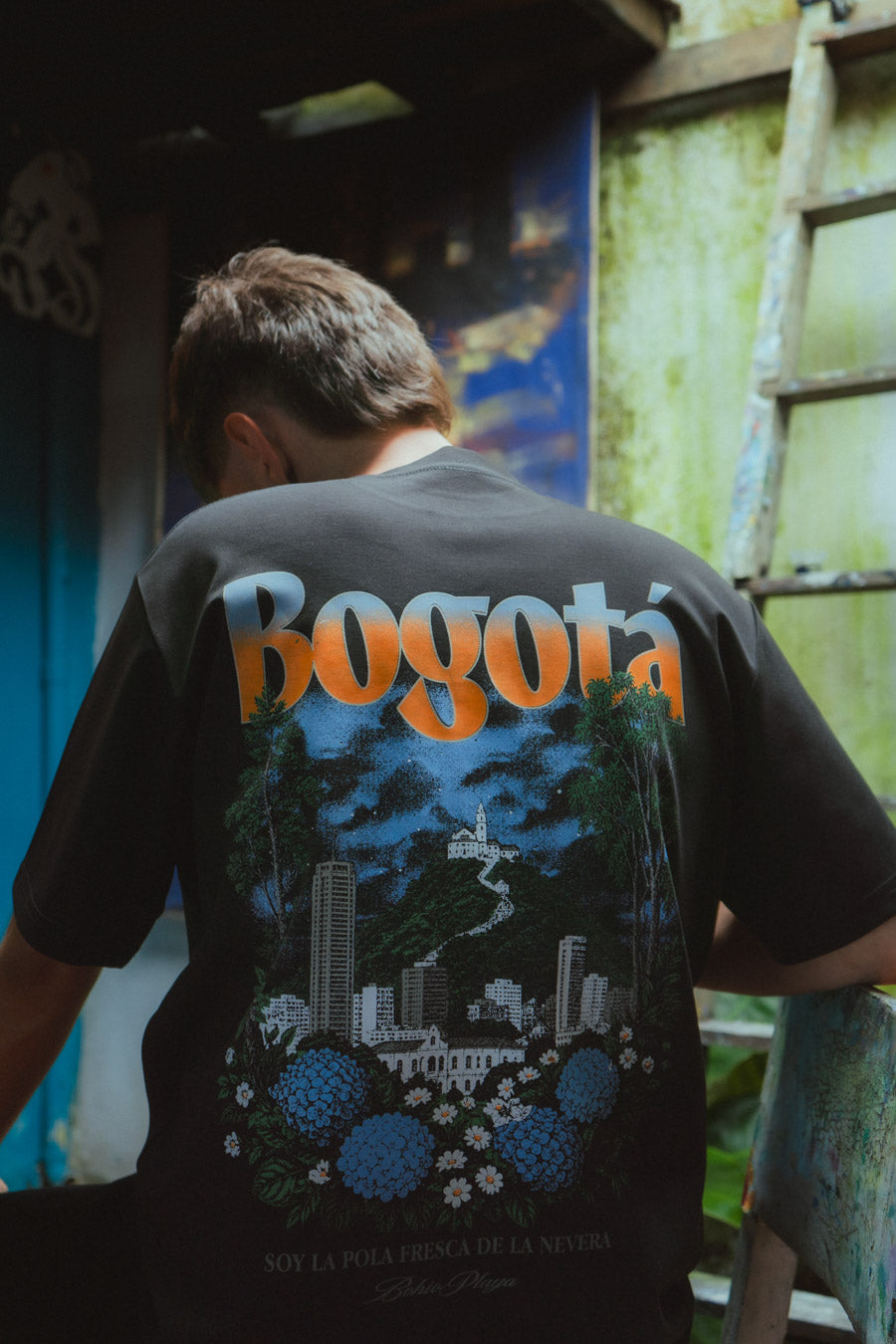 Unisex Black Mid-Oversized Bogotá Cities T-Shirt (250 gsm)