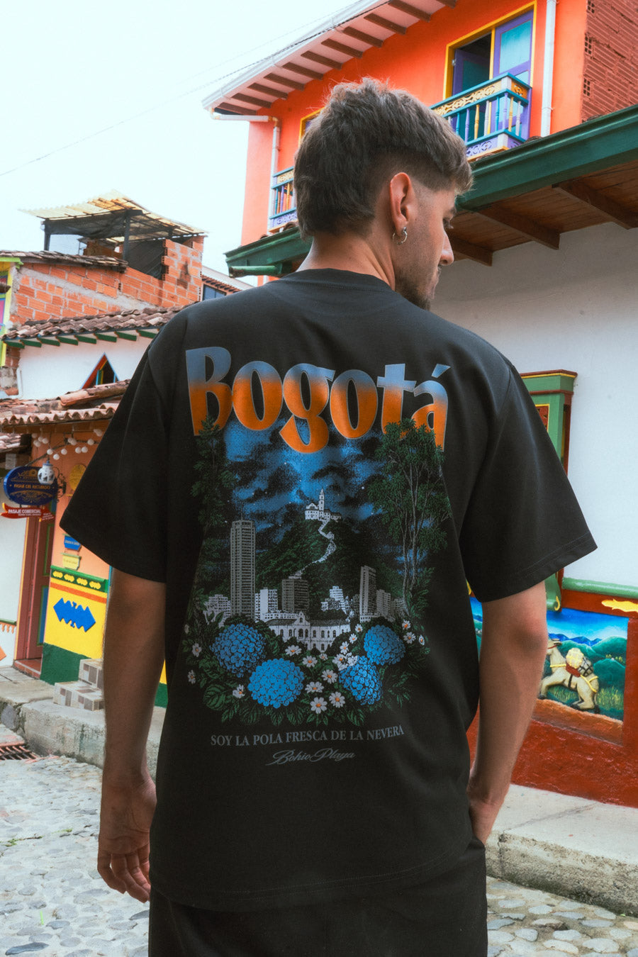 Unisex Black Mid-Oversized Bogotá Cities T-Shirt (250 gsm)