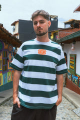 Unisex Green Striped Bohío Oversized T-Shirt