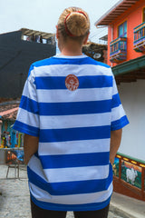 Unisex Blue Striped Bohío Oversized T-Shirt