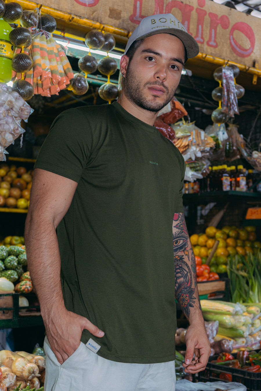 Camiseta Unisex Regular Verde Bohío (Tela eco y algodón 155gr)