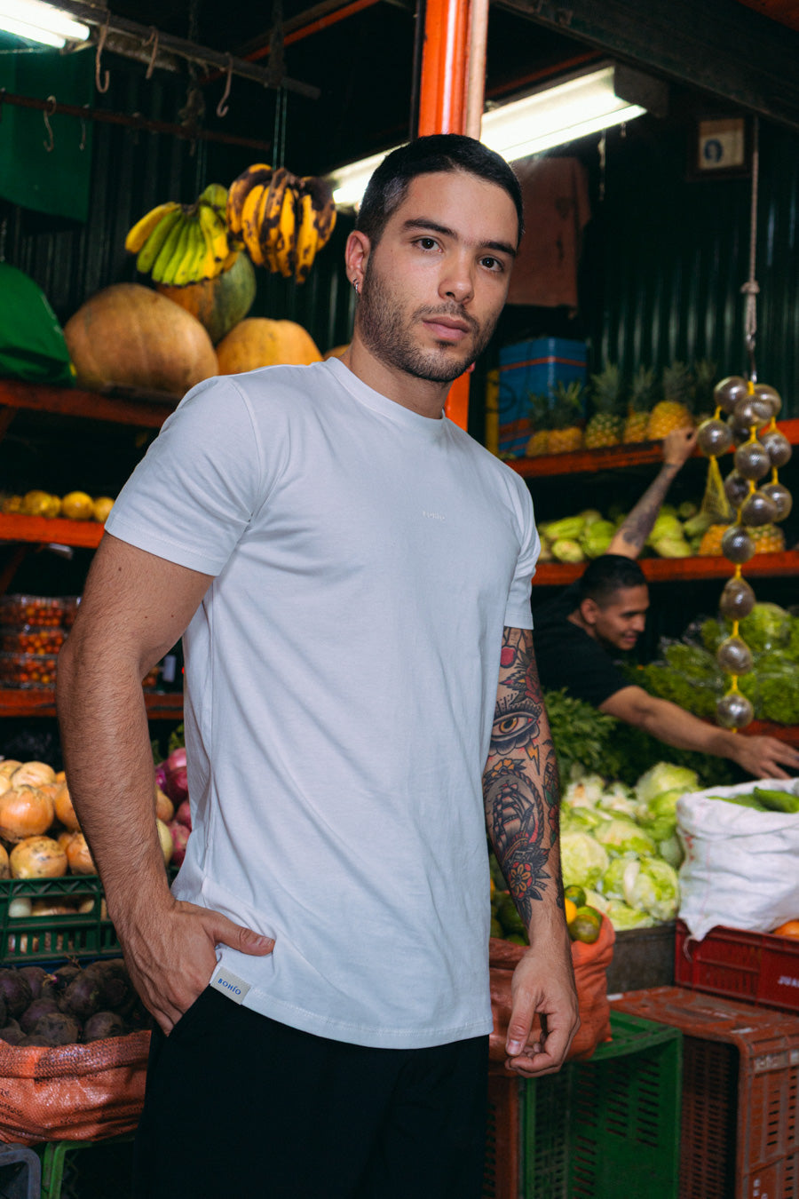 Camiseta Unisex Regular Blanco Bohío (Tela eco y algodón 155 Gr)