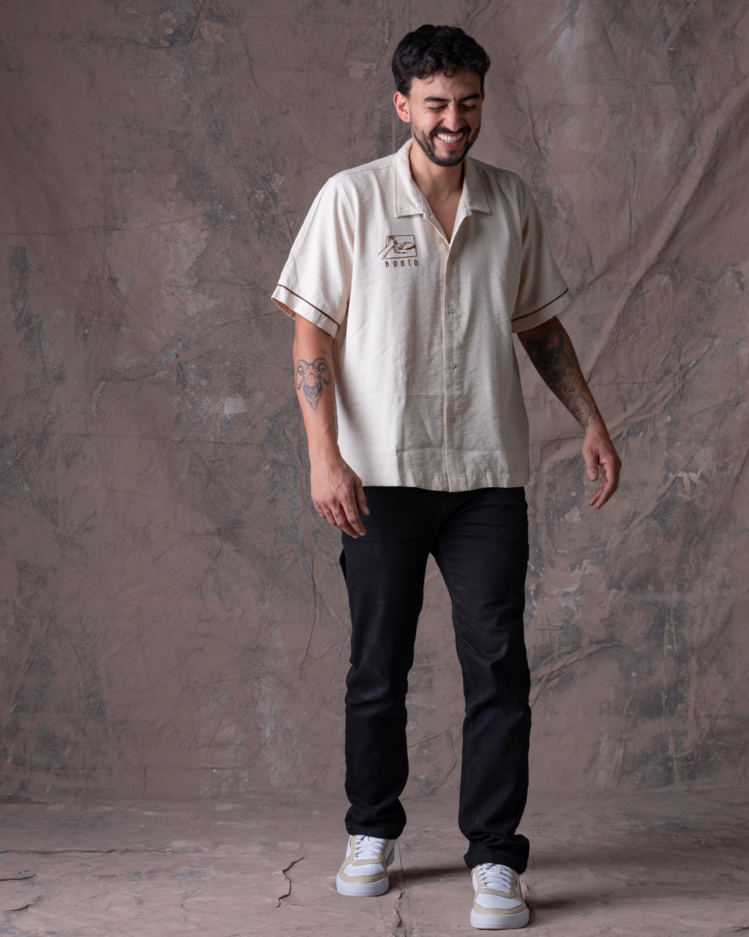 Camisa Unisex Tacos Beige Boxy Fit (Rayón)