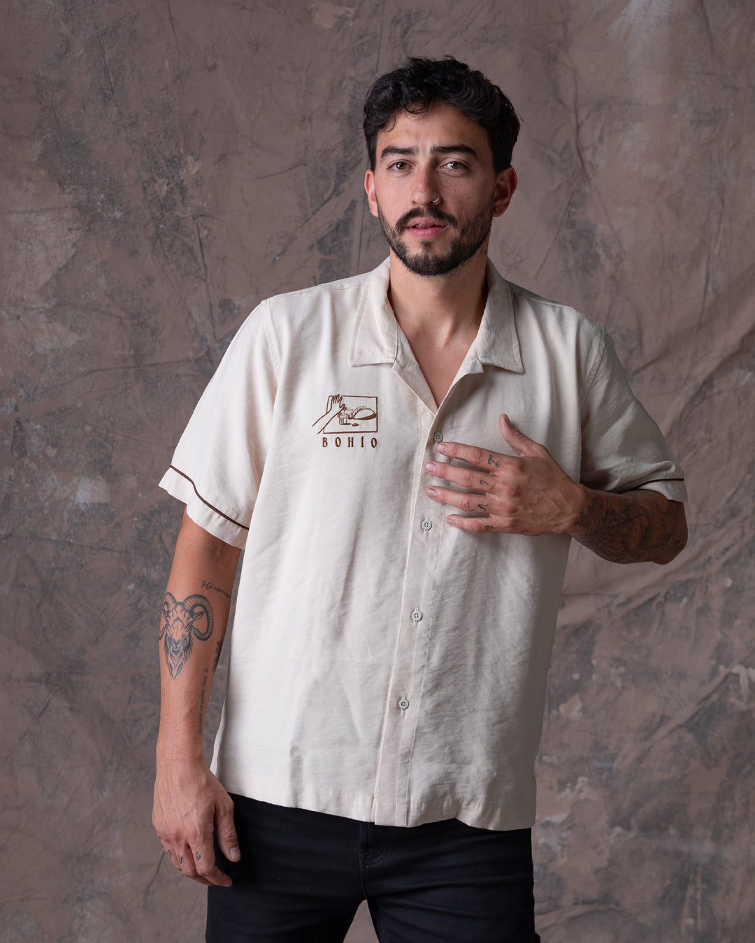 Camisa Unisex Tacos Beige Boxy Fit (Rayón)