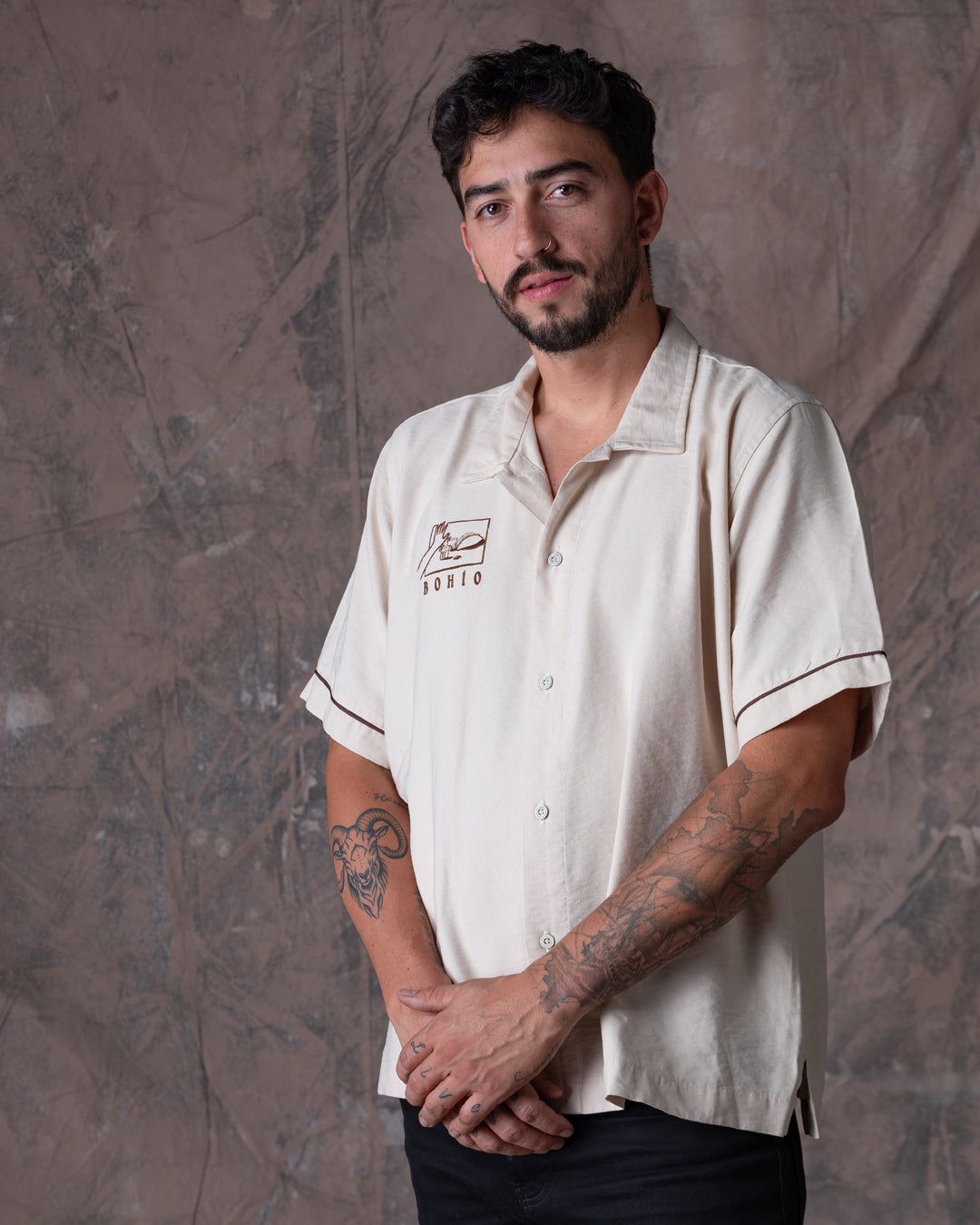 Camisa Unisex Tacos Beige Boxy Fit (Rayón)
