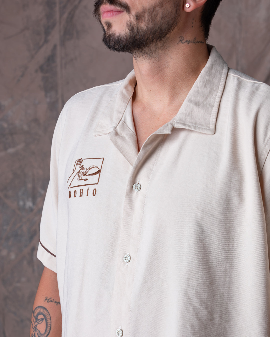 Camisa Unisex Tacos Beige Boxy Fit (Rayón)