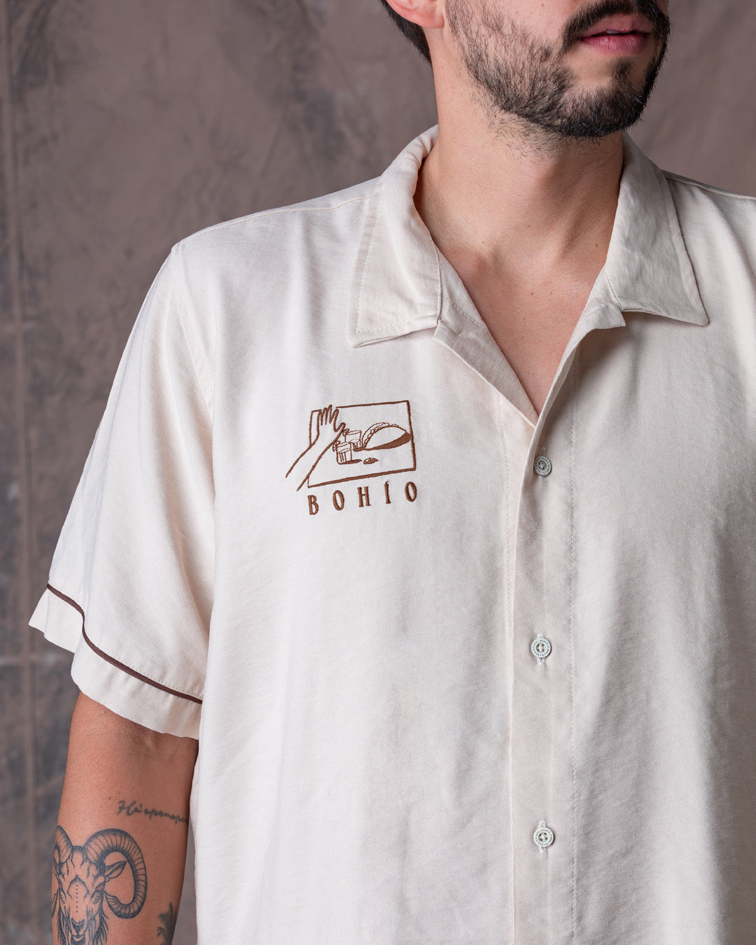 Camisa Unisex Tacos Beige Boxy Fit (Rayón)