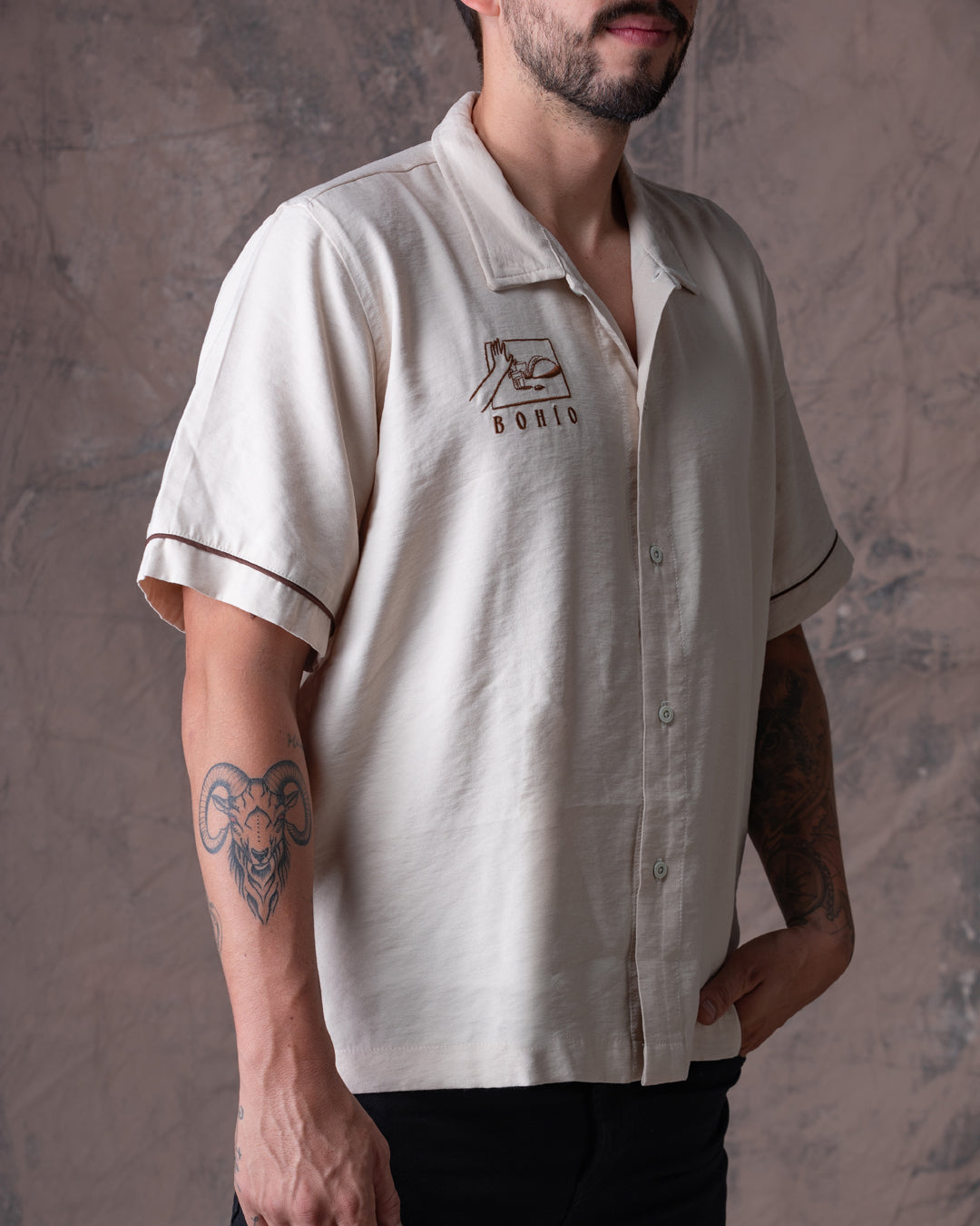 Camisa Unisex Tacos Beige Boxy Fit (Rayón)