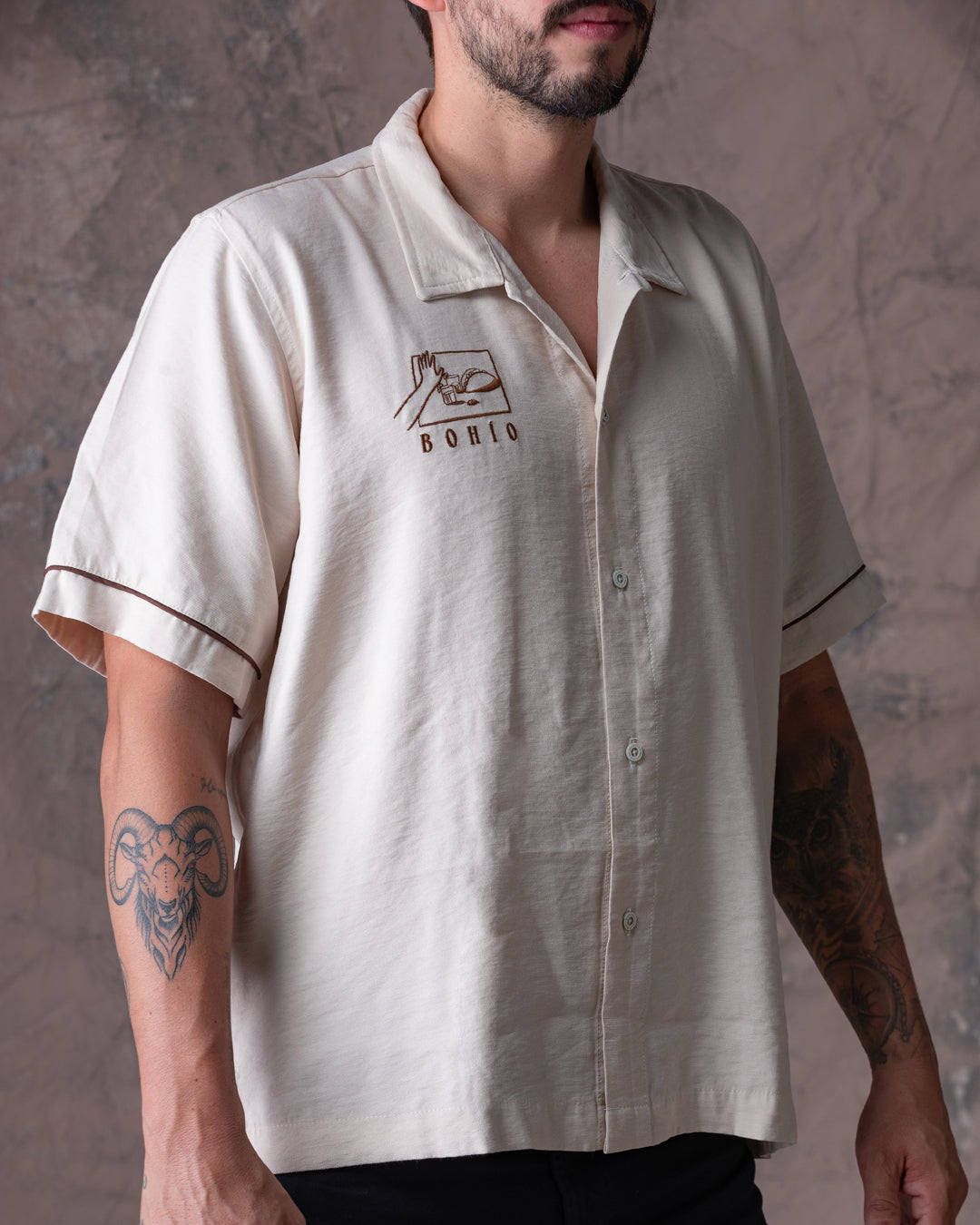 Camisa Unisex Tacos Beige Boxy Fit (Rayón)