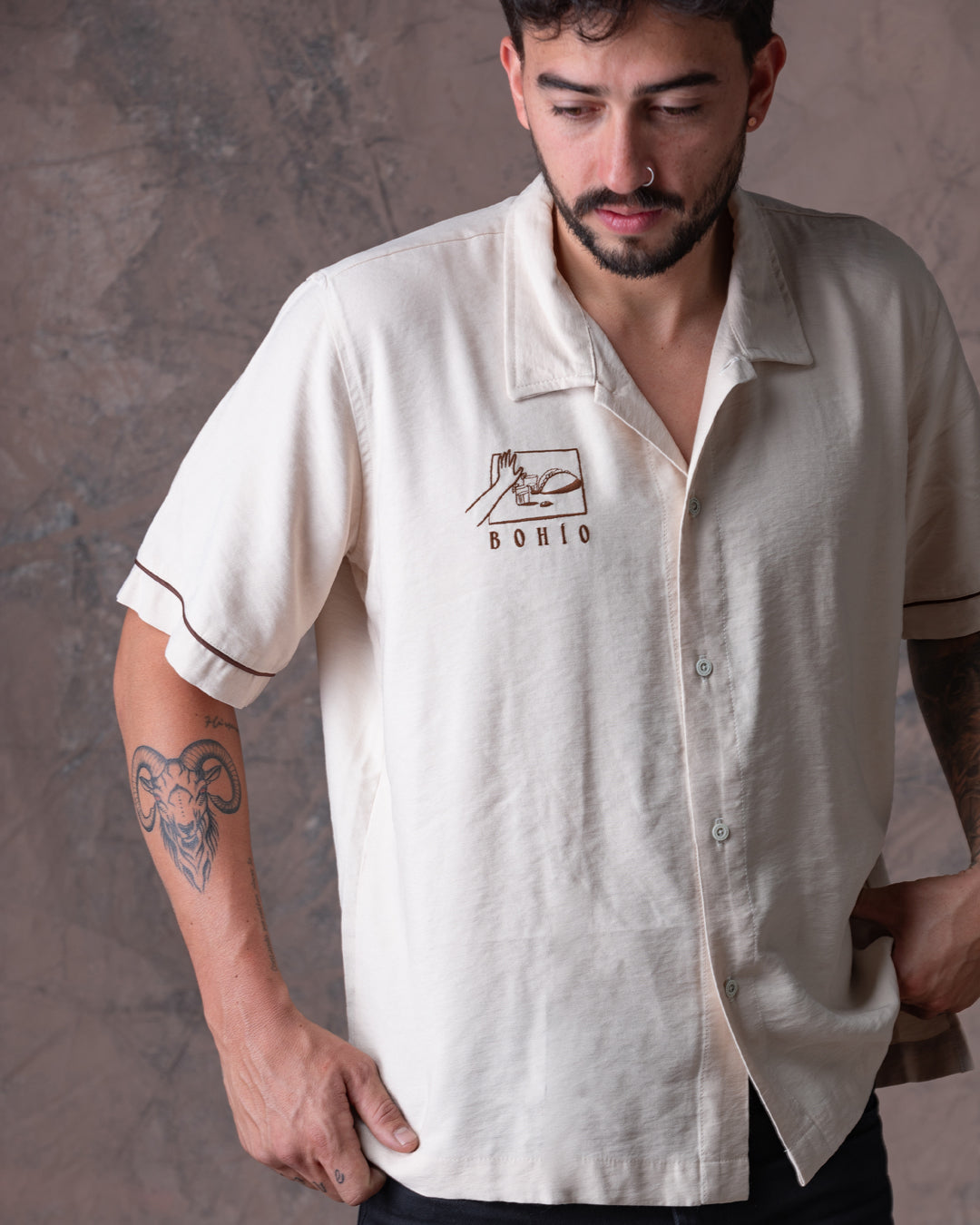 Camisa Unisex Tacos Beige Boxy Fit (Rayón)