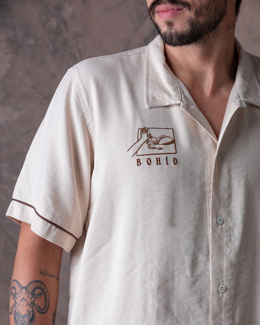 Camisa Unisex Tacos Beige Boxy Fit (Rayón)