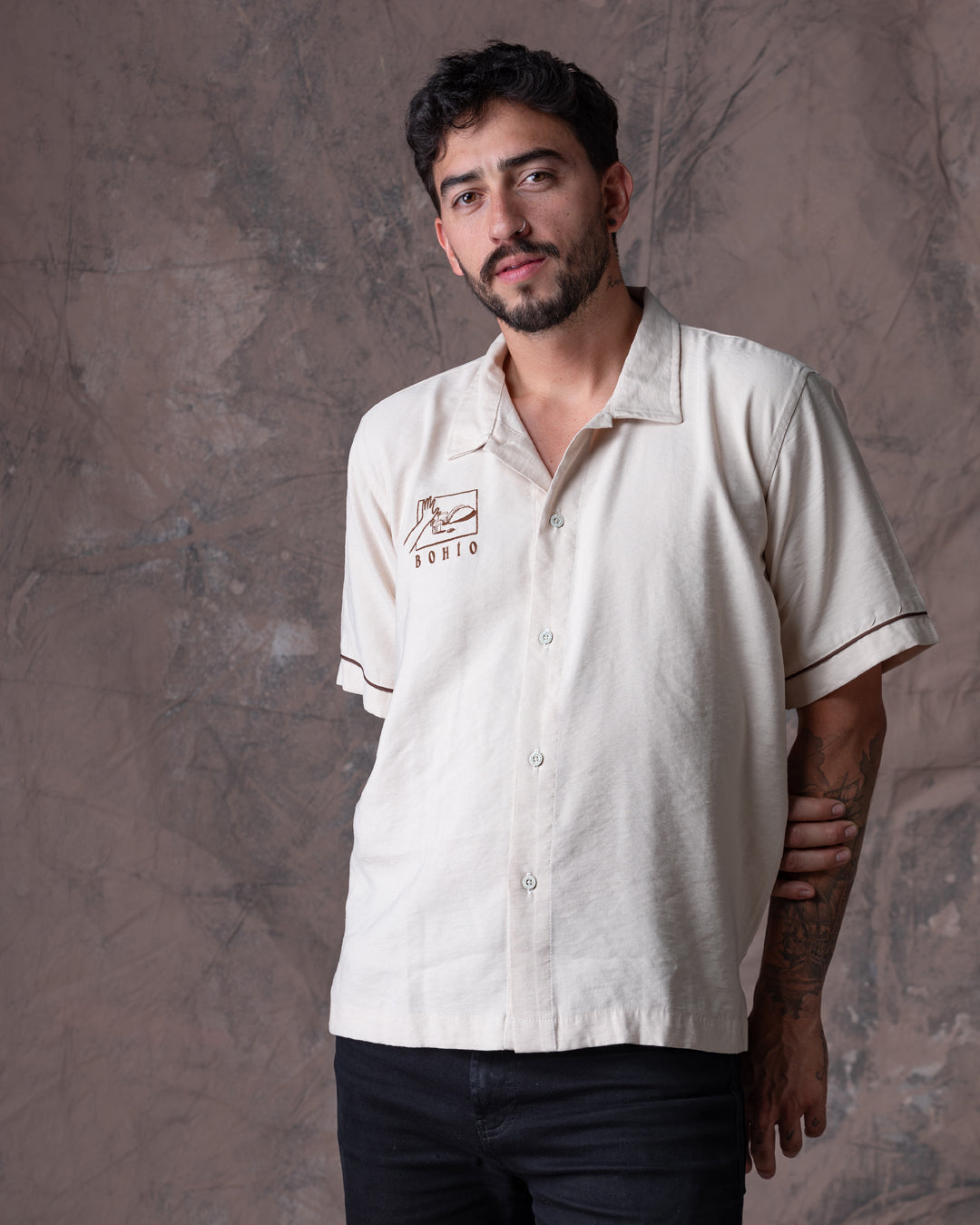 Camisa Unisex Tacos Beige Boxy Fit (Rayón)