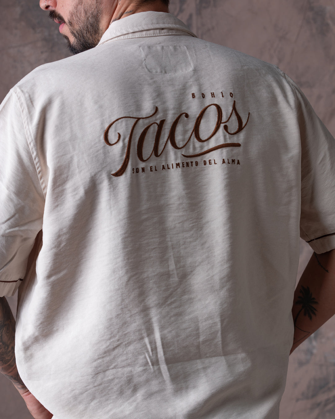 Camisa Unisex Tacos Beige Boxy Fit (Rayón)