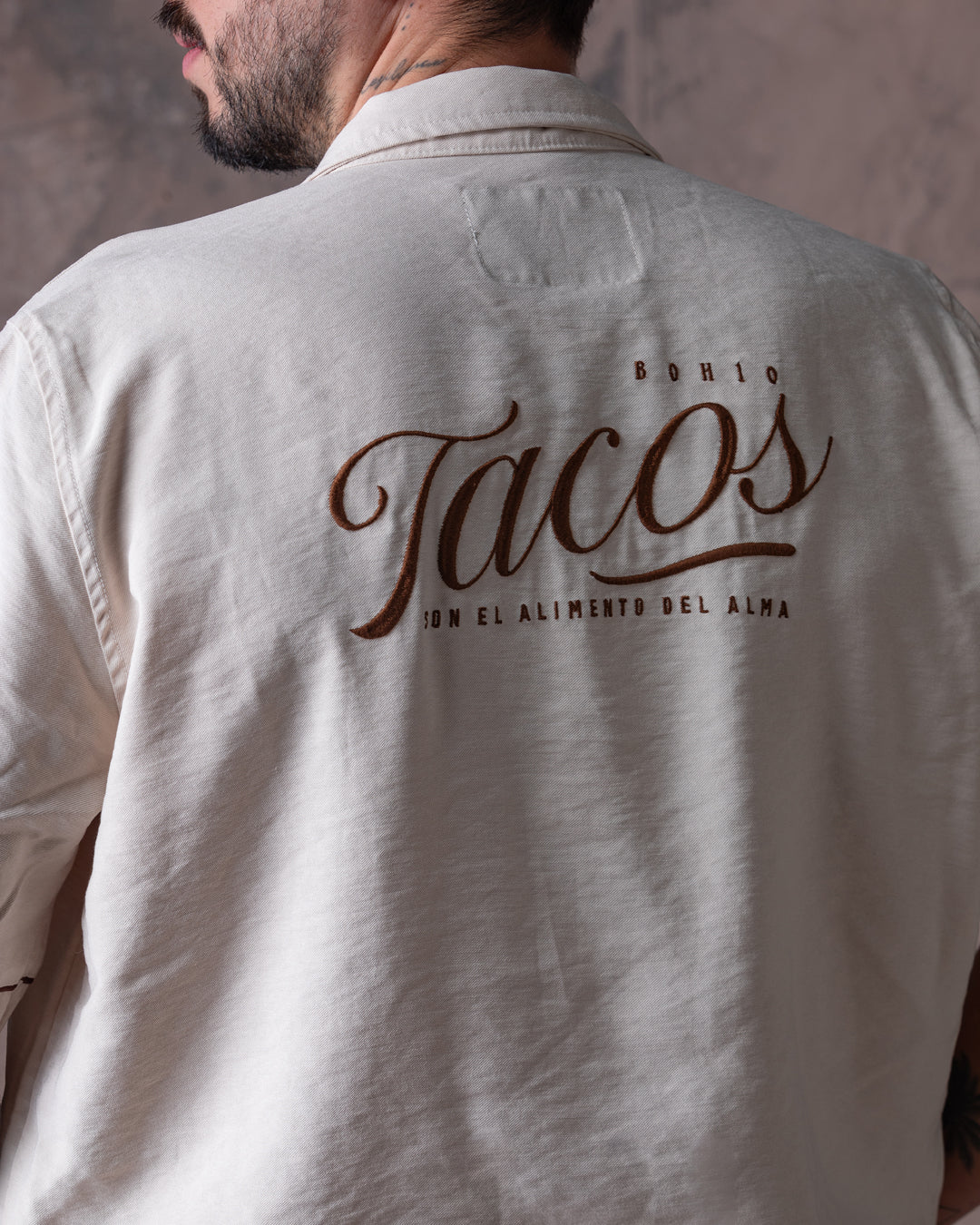 Camisa Unisex Tacos Beige Boxy Fit (Rayón)