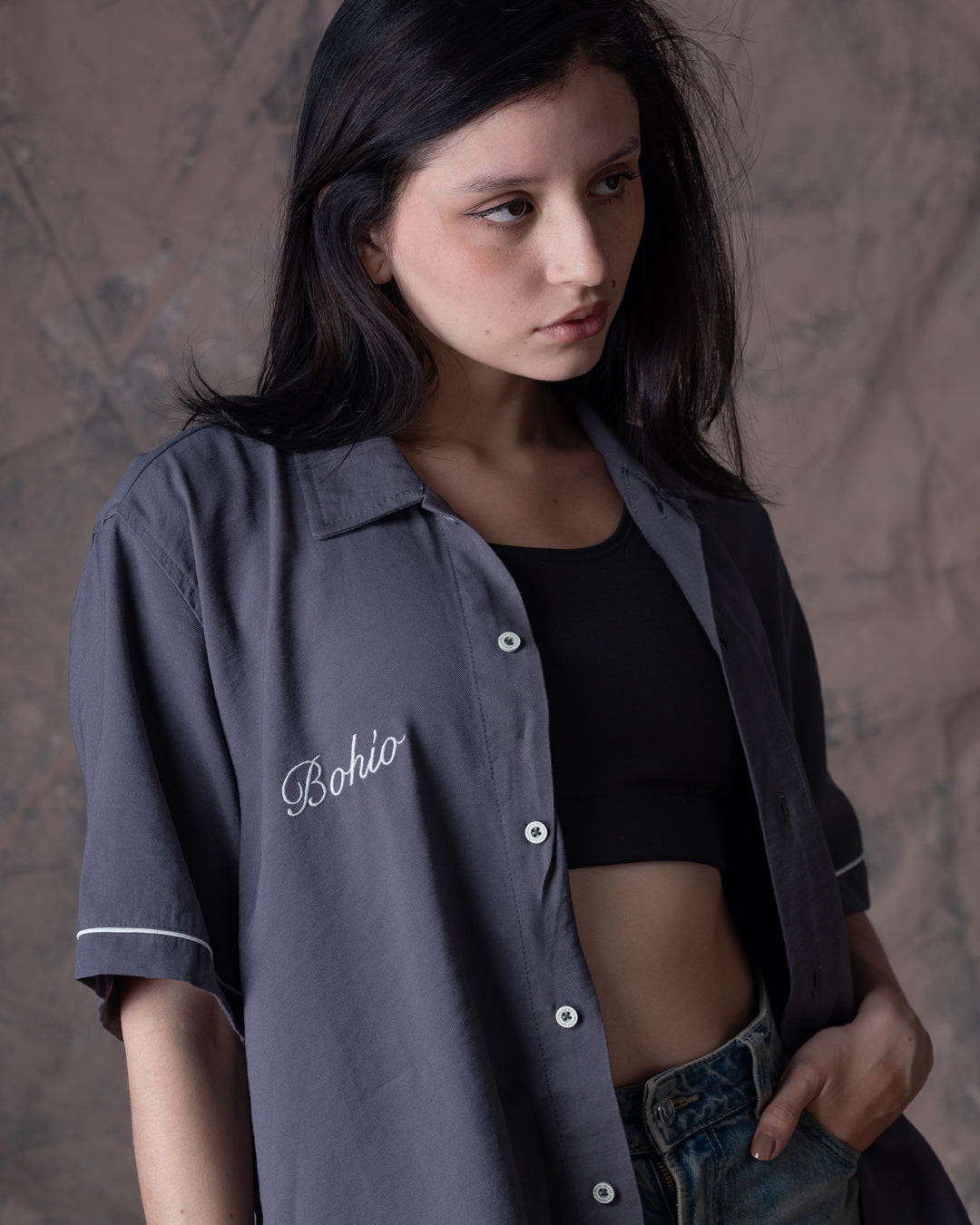 Camisa Unisex Polas Y Playa Gris Boxy Fit (Rayón)