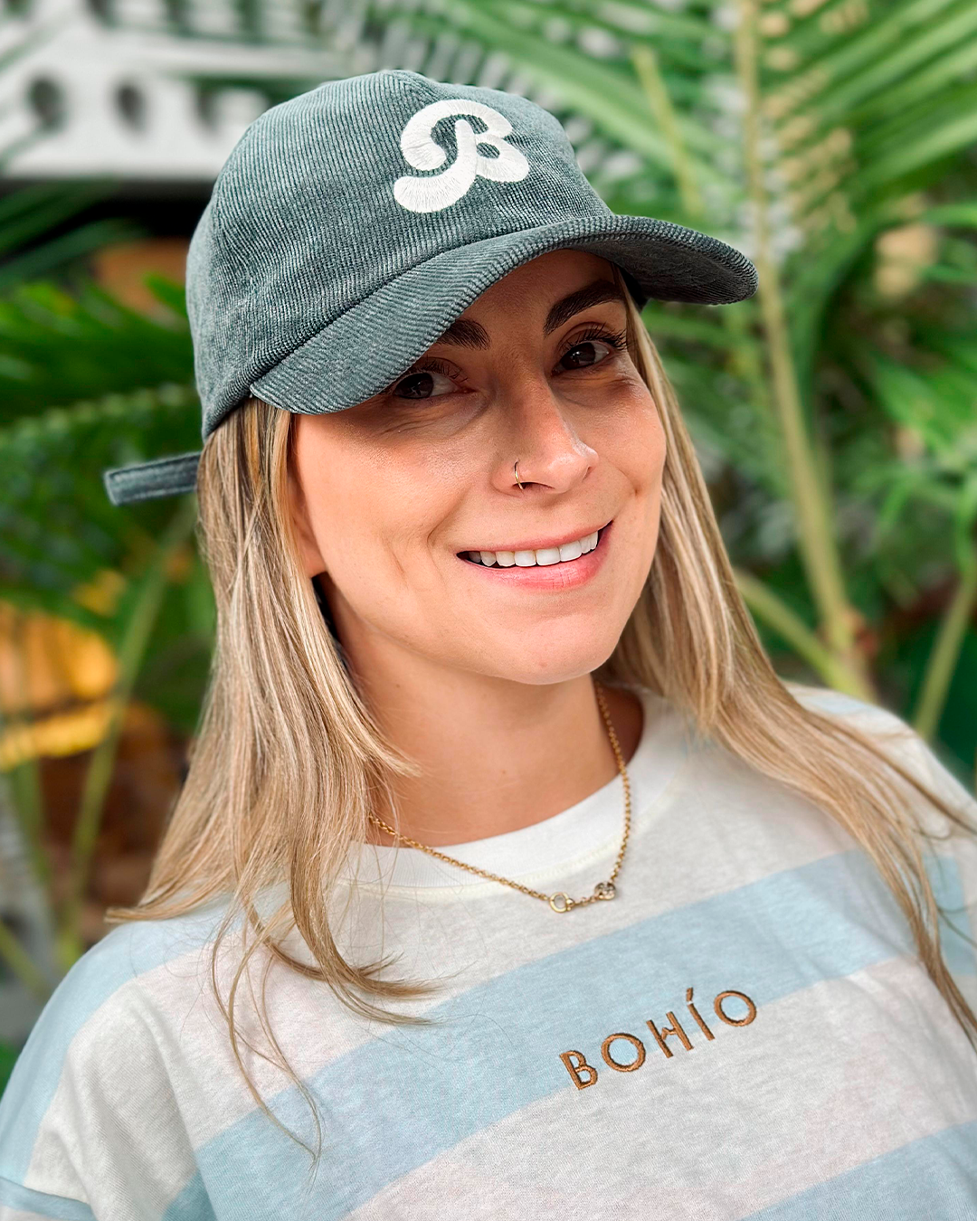 Gorra unisexe Bohio verde (Velours côtelé)