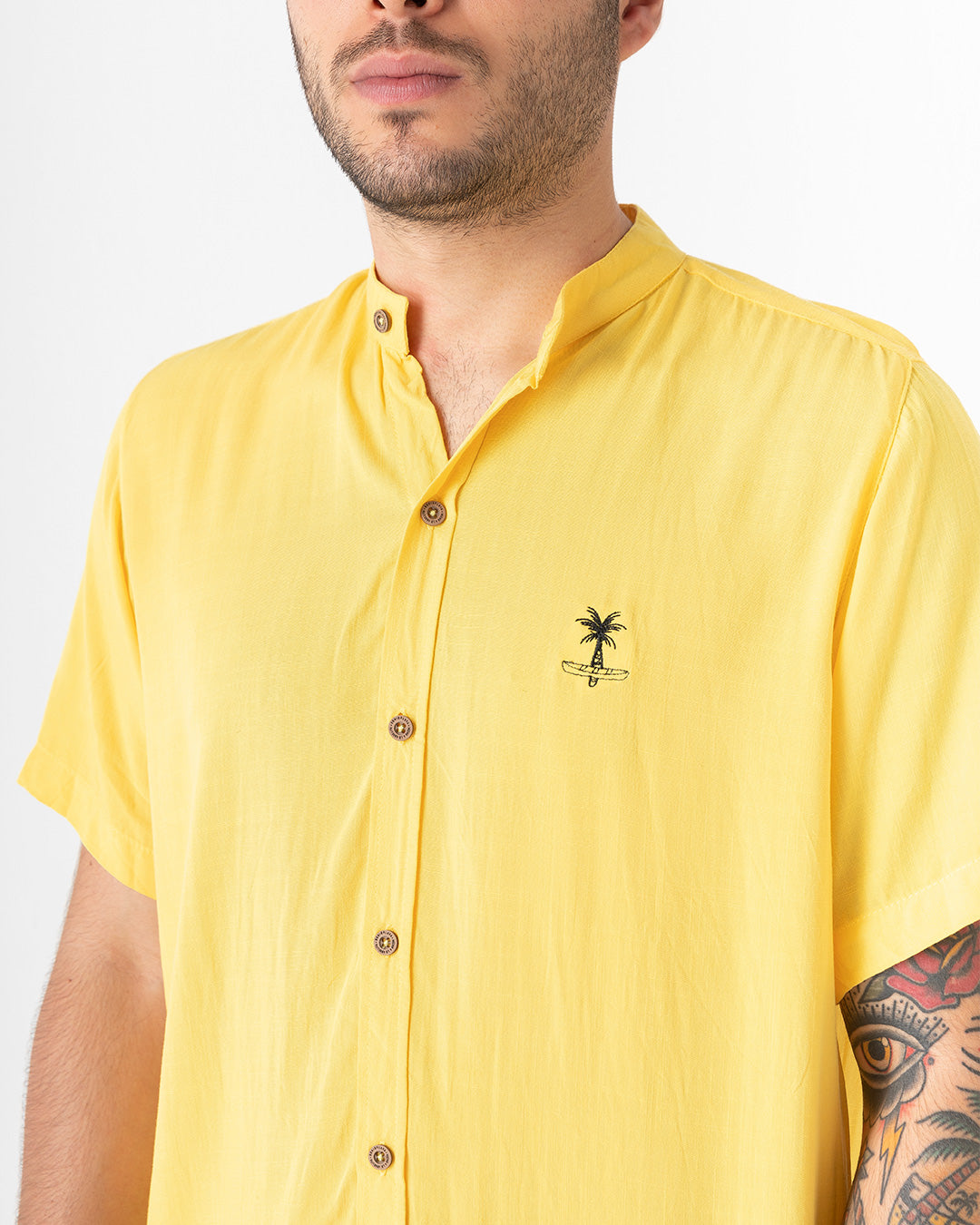 Men's Taxi Driver Mao Collar Shirt (Chalis)